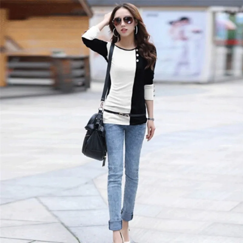 

Tee Shirt Femme T Shirt Women Long Sleeve Cotton Tshirt Korean Style Clothing Womens Tops 2018 Camisetas Mujer