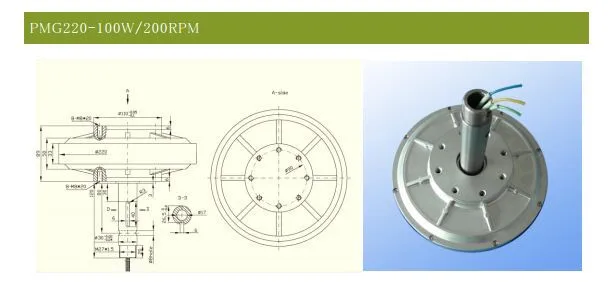 PMG220 100W200RPM Бессердечный PMG генератор/ветровой генератор внешний роторный генератор, Трехфазный постоянный магнит генератор