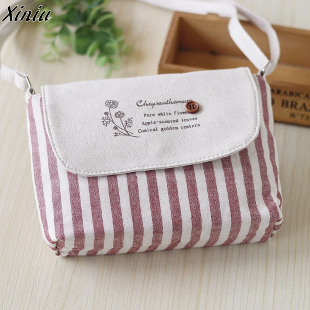 

2019 New Women Bag Fresh Striped Girls Cotton Bags Small Crossbody Bag Women Messenger Shoulder Bags Clutch Female Mini Handbags