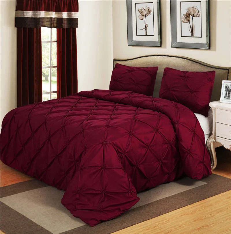 Luxurious Bedding Sets Vine Red Home Textile Pinch Pleat 2 3pcs Twin Luxurious Bedding Sets Vine Red Home Textile Pinch Pleat 2 3pcs Twin Queen Double Size Bedclothes Duvet Cover Set