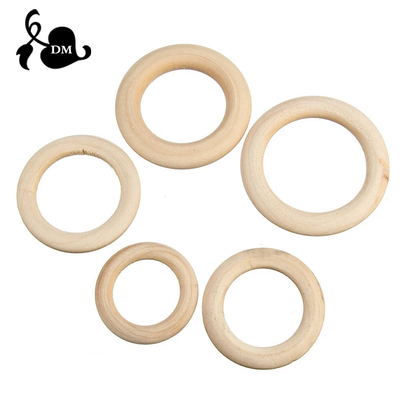 Ofertas Especiales 5 uds. De anillos de dentición de madera para bebés, mordedor infantil de 40mm/45mm/50mm/55, accesorios DIY para productos de cuidado dental para bebés de 3 a 12 meses bYnqnEe9