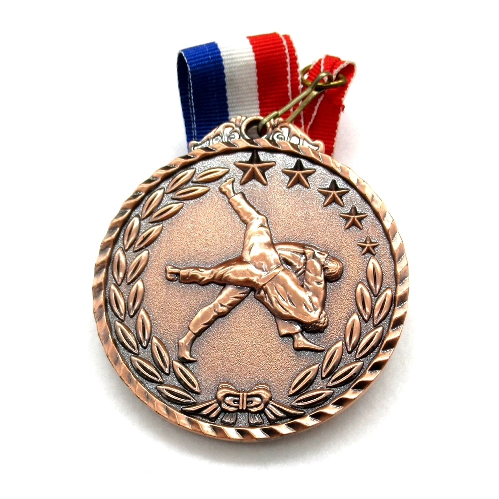 Custom Olympics sports meet gold silver bronze medal , Wrestling match
