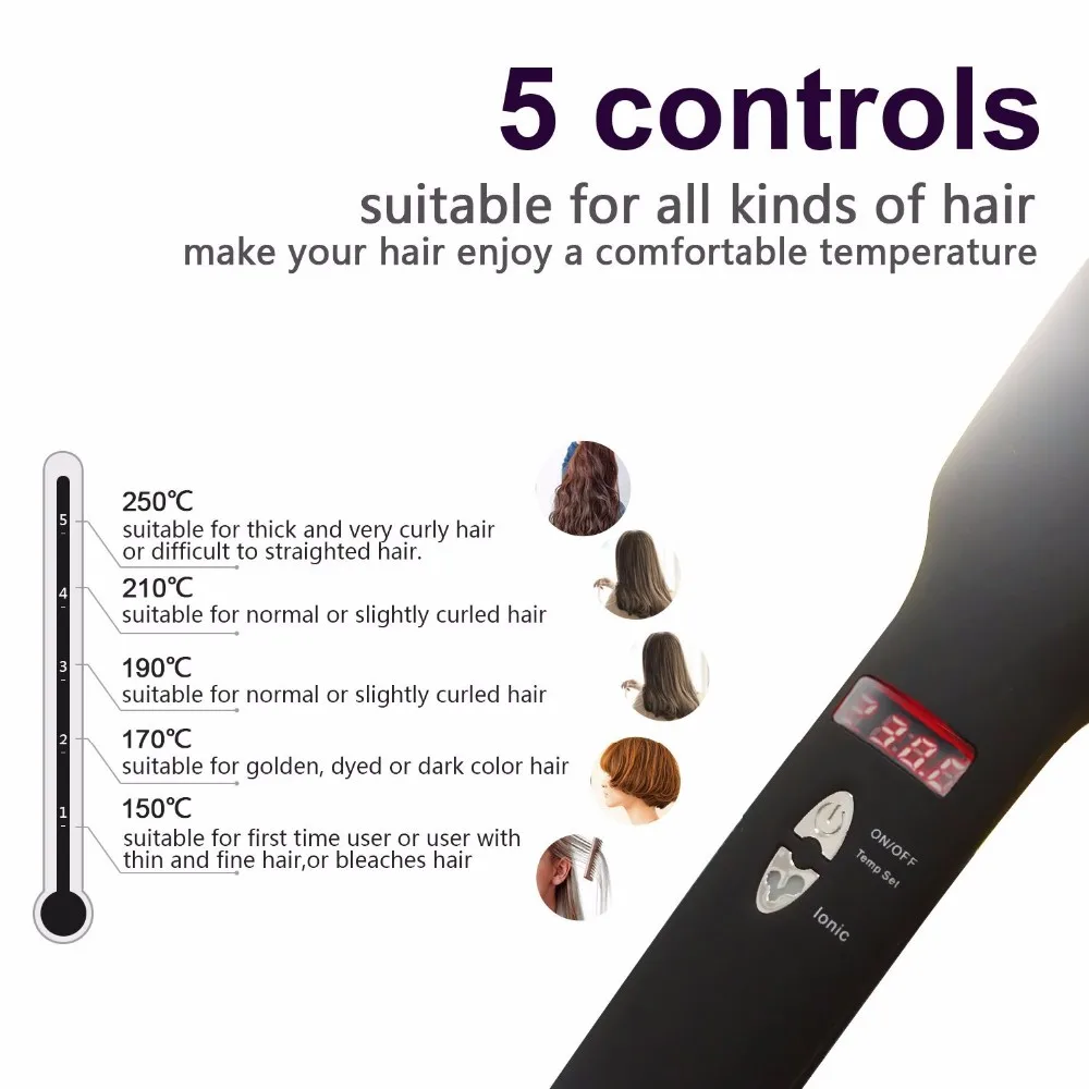 Многофункциональная Ионная Щетка для выпрямления волос с керамическим турмалиновым электрическим выпрямителем для волос щетка плоская железная черная