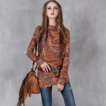 

Women Blouses SIPAIYA Female Clothing 2017 Boho New Cotton Linen Shirt Women Floral Print Slim Waist Long Sleeve Shirt Tops