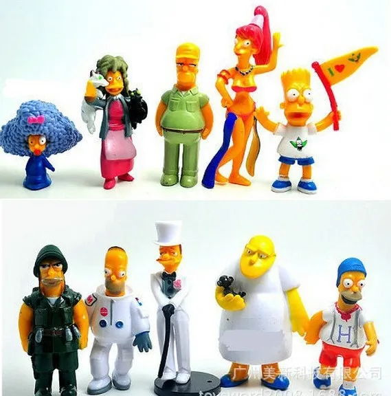 10pcs/set 6 12cm The Simpsons Action Figure Toy Simpsons PVC Model Doll