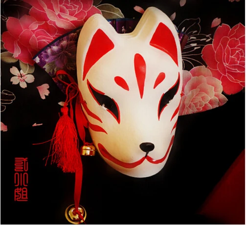 Горячая Косплей Маска полное лицо ручная роспись Япония лиса ПВХ Красный Kitsune
