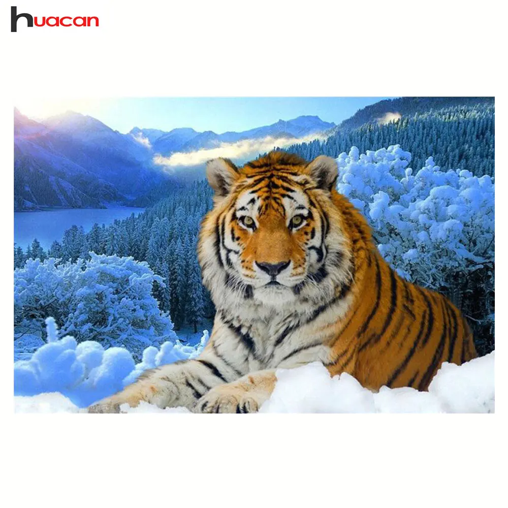 

Diamond Painting Cross Stitch Square Diamonds Mosaic Animal Tiger 5D Diamond Embroidery Needlework Patterns Rhinestone Paintings