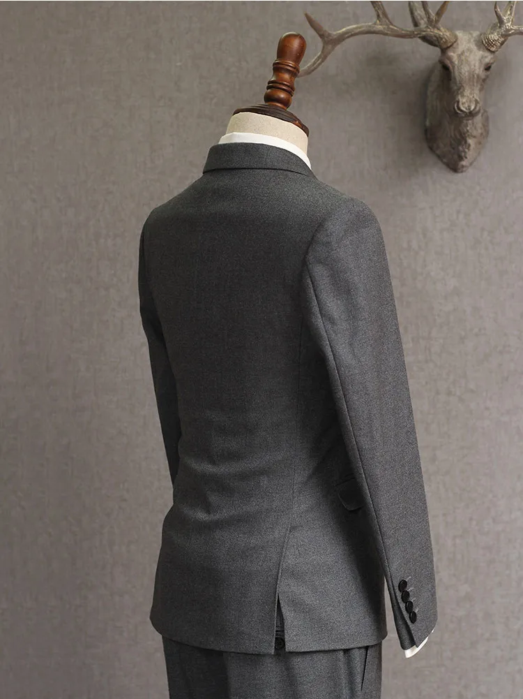 Двубортный(пиджак+ брюки) 2 шт. мужские костюмы серый индивидуальный заказ лучшие мужские свадебные костюмы для жениха смокинги