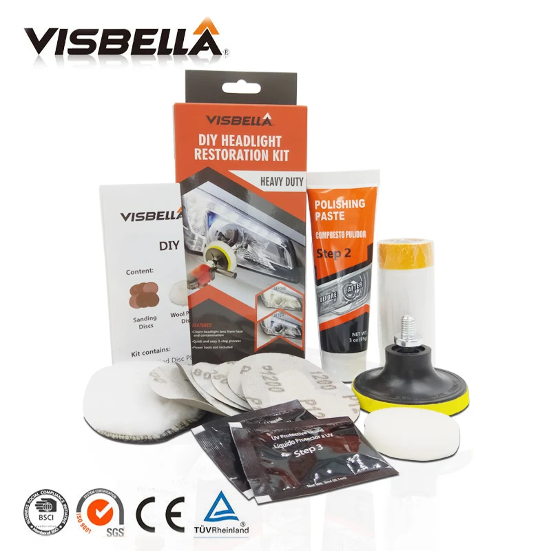 Free shipping Visbella Professional Headlight Restoration Kit DIY Headlamp Brightener Car Care
