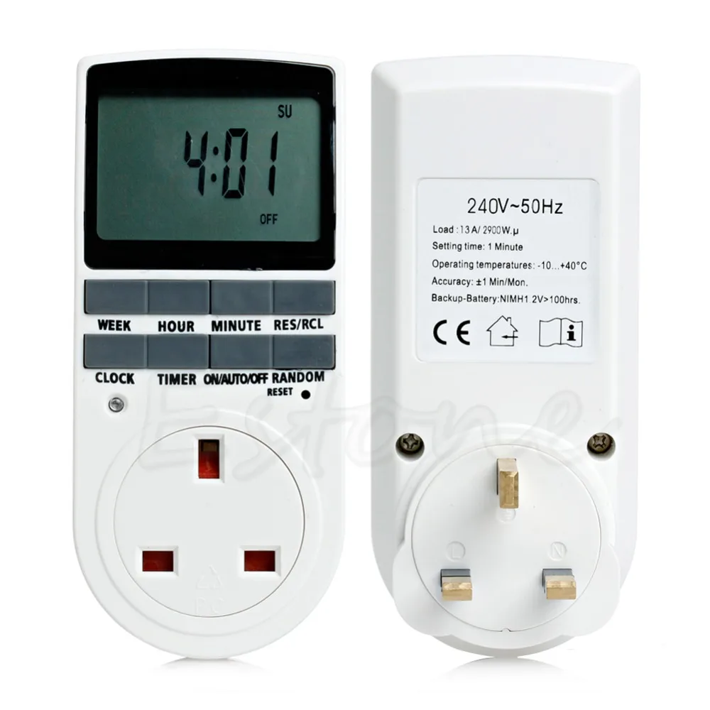 

12/24 Hour LCD Digital Electronic Plug-in Programmable Timer Switch Socket UK