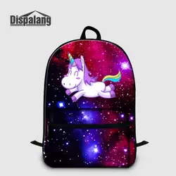Вселенная пространство Единорог узор Для женщин рюкзак для ноутбука 14 дюймов Тетрадь животных холст школьная сумка Bookbags для подростков Rugtas