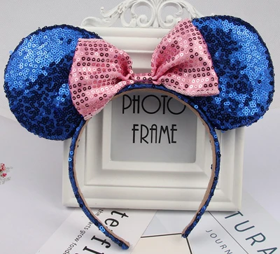 Headwear Minnie Mouse Ears Headband Festival DIY Hair Accessories Hairband Christmas Sequin Hair Bows for girls women gift