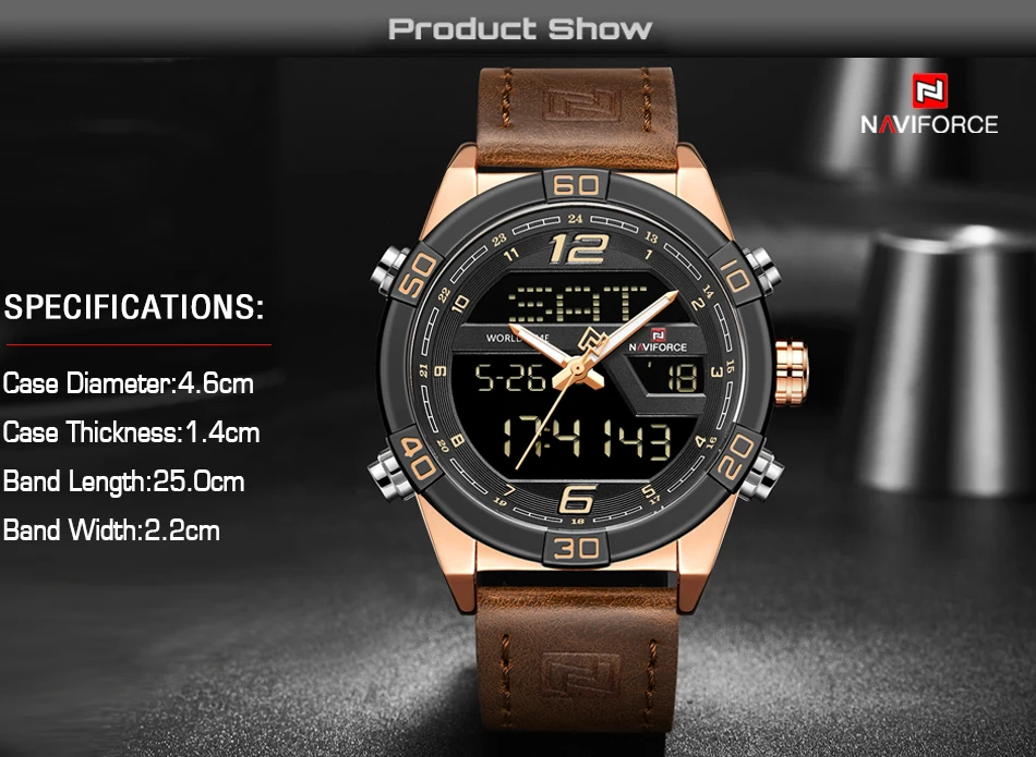 Топ люксовый бренд NAVIFORCE мужские s часы мужские кожаные спортивные часы водонепроницаемые кварцевые цифровые часы мужские армейские военные наручные часы