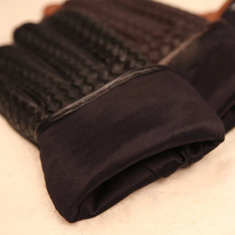 Новые высококачественные плетеные мужские перчатки из натуральной кожи, Модные прочные наручные перчатки из овчины, мужские зимние теплые M025NN-9 для вождения