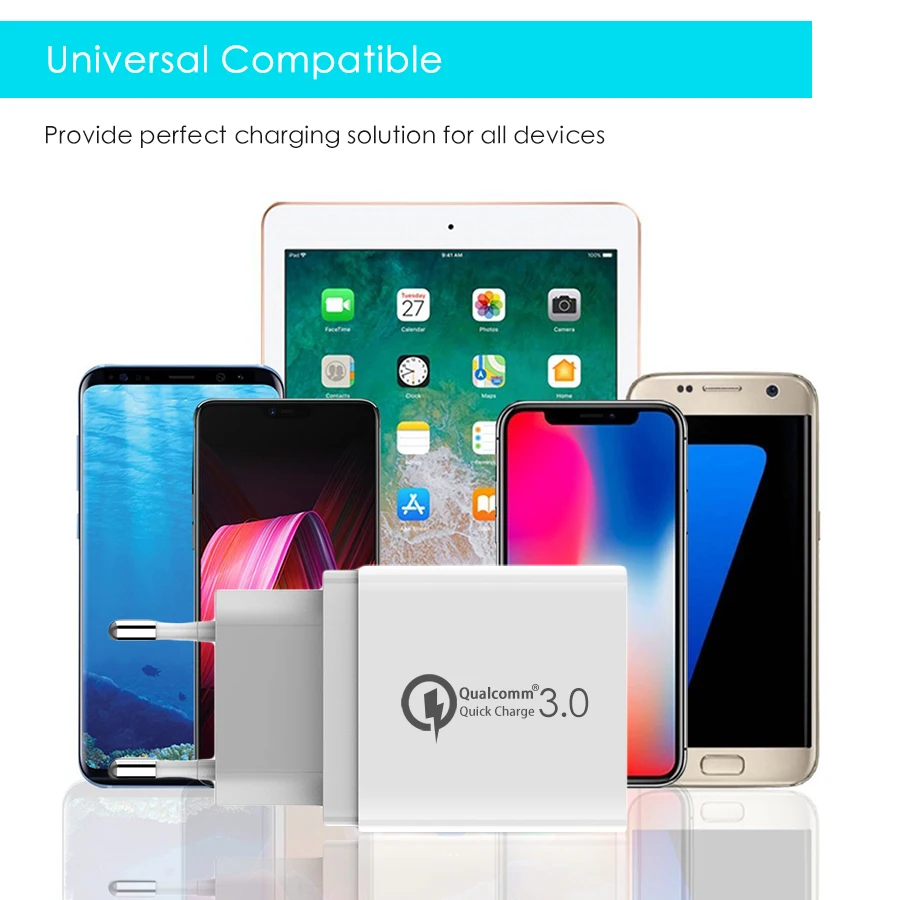 SUPTEC 3 порта Быстрая зарядка QC 3,0 USB настенное зарядное устройство для iPhone X 8 7 iPad samsung S9 huawei EU/US/UK Быстрая зарядка зарядное устройство