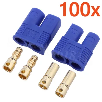 

100 Pairs EC3 Banana Plugs Female & Male 3.5mm Gold Bullet Connectors For ESC LIPO Battery Motor RC Cars Airplanes Helicopters