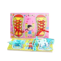 GEEK KING Монтессори деревянная детская одежда шнурки игрушка для детей шнурки Игрушка Головоломка раннее образование игрушки Бесплатная