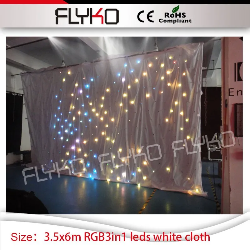 

LED star curtain RGB3in1 leds for Wedding Decoration, christmas star curtain 3.5m*6m white curtain
