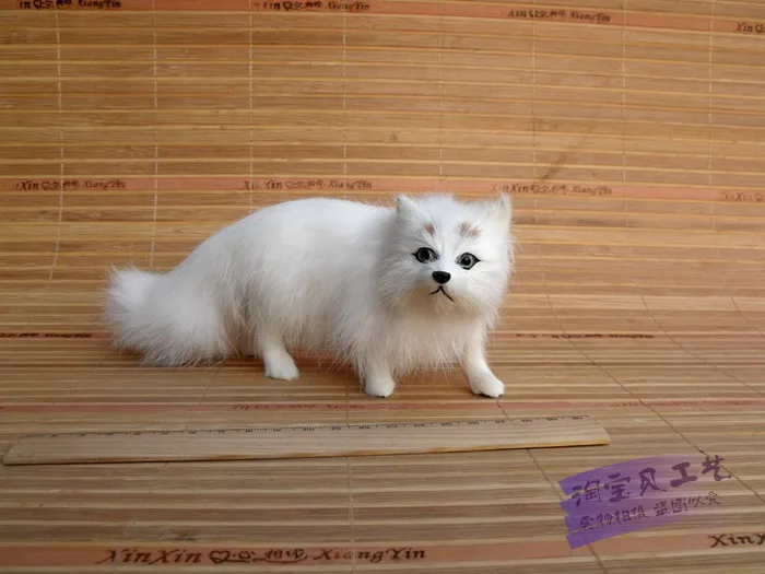 cute simulation walking fox toy lifelike white baby fox doll gift 20x8x9cm