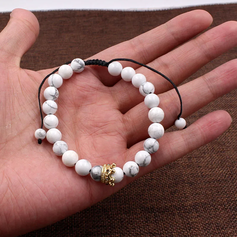 Браслеты из натурального камня Howlite 2 шт./компл. наборы браслетов лавового с