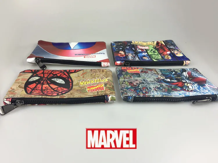 Marvel мстители аниме кошельки капитан американский человек-паук железный человек бэтмен джокер халк ручка карандаш сумки модный кожаный кошелек