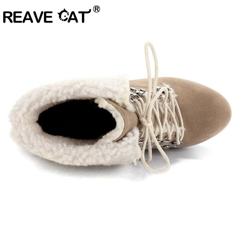Женские ботильоны на платформе REAVE CAT полусапожки толстом каблуке с круглым