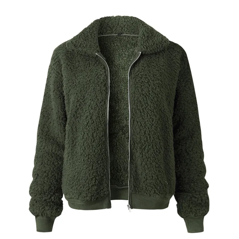 Wuhaobo, зимняя, плюшевая, Базовая куртка, шерпа, парка, для женщин, осень, теплая, длинный рукав, куртка-бомбер, пуховик, искусственный мех, пальто, повседневное - Цвет: Army Green