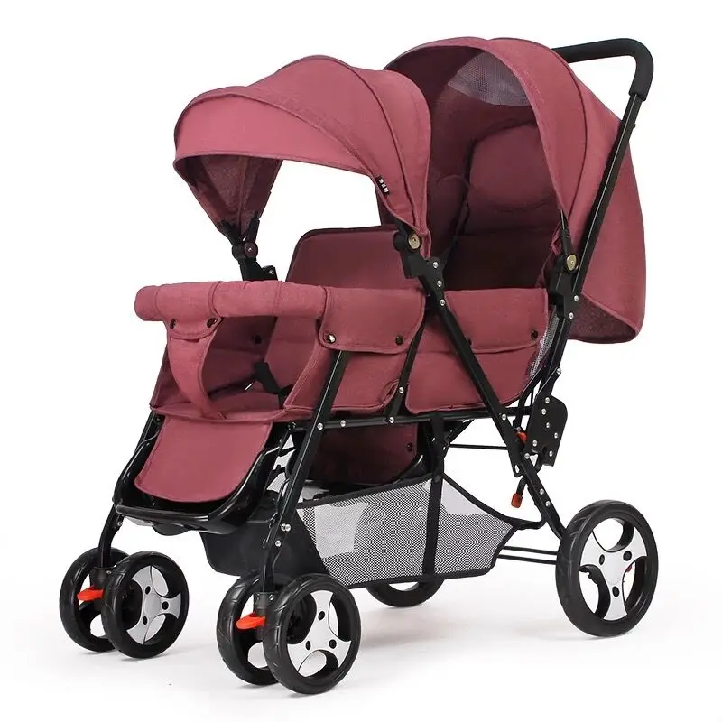 Аутентичная детская коляска для близнецов, передняя и задняя, на колесиках, размер, двойная, двойная, детская коляска для сидения - Цвет: D2