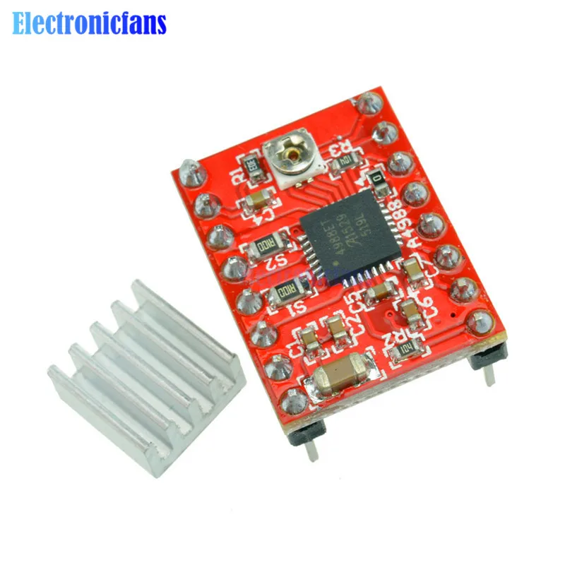 

Reprap Stepper Driver A4988 Stepper Motor Driver Board Module For Arduino 3D Printer Parts Accessory With Heatsink Red