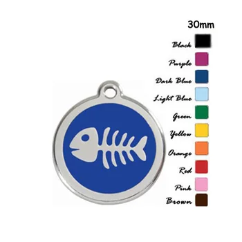 

500pcs/lot wholesale dog id tags,30mm round pet tags,fish design metal id tags,mixed colors,dhl/fedex free fast shipping