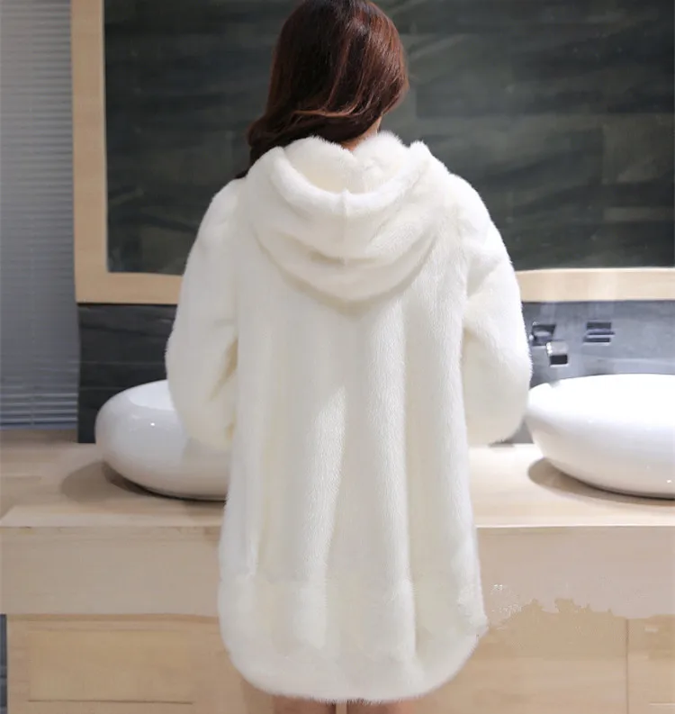 artificial fur coat Women Mink Fur Jacket Women Hooded Faux Fur Rabbit Fur Coat Long Overcoat Plus Size Outwear 4XL Winter Coat