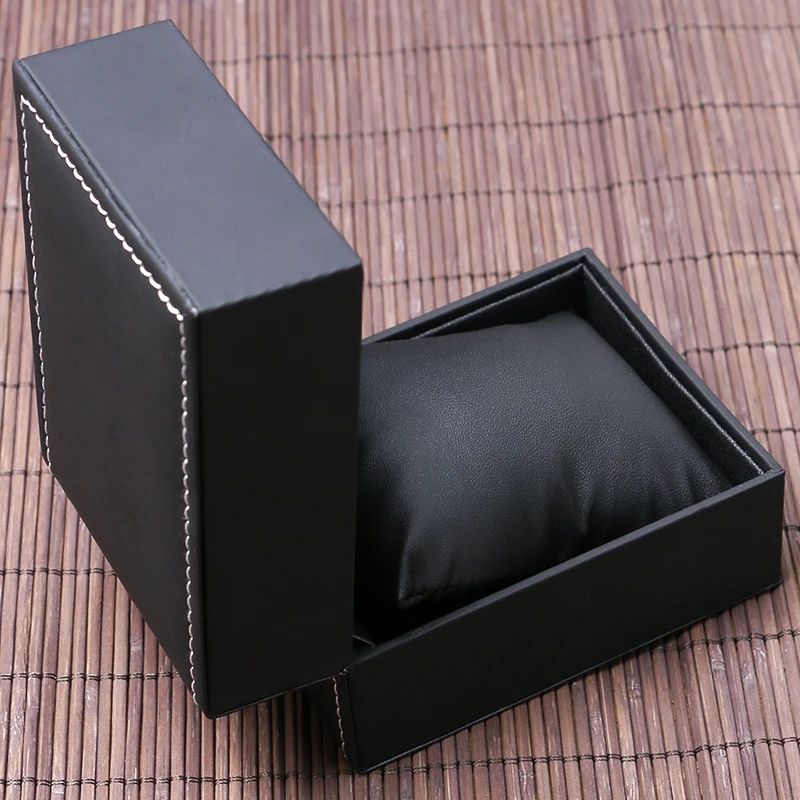 Luxury Black Leather Watches Case Durable Hard Case For Bracelet Bangle Jewelry Watches Gift Box Unisex Wholesale 10cm*8cm*6.5cm