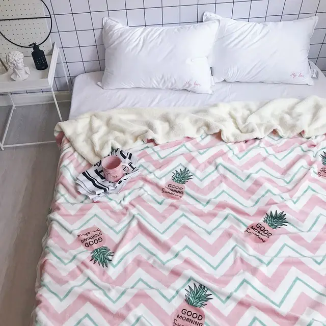 Pink Blanket Bowknot Pattern Girls Bedding Cute Throw Blanket for Kids