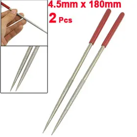

UXCELL Newest 2 Pcs Diamond & Alloy & Plastic 4.5mm x 180mm Lapidary Jeweler Round Rat Tail Diamond Needle Files