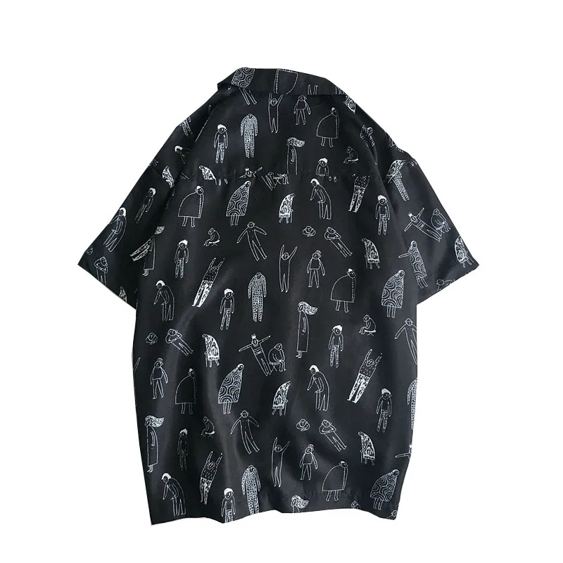 Мужские рубашки в стиле хип-хоп с графическим принтом темных икон, мужские рубашки в тропическом гавайском стиле, летние рубашки с коротким рукавом