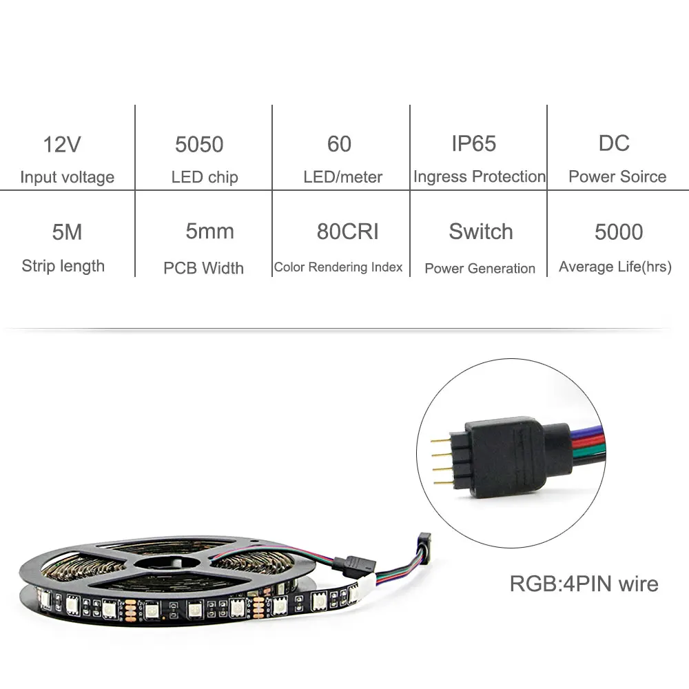 Wi-Fi приложение Управление 5050 RGB полосы, dbf Водонепроницаемый Светодиодные ленты с мини Wi-Fi RGB Управление Лер + 12 В Питание + 24key Дистанционное