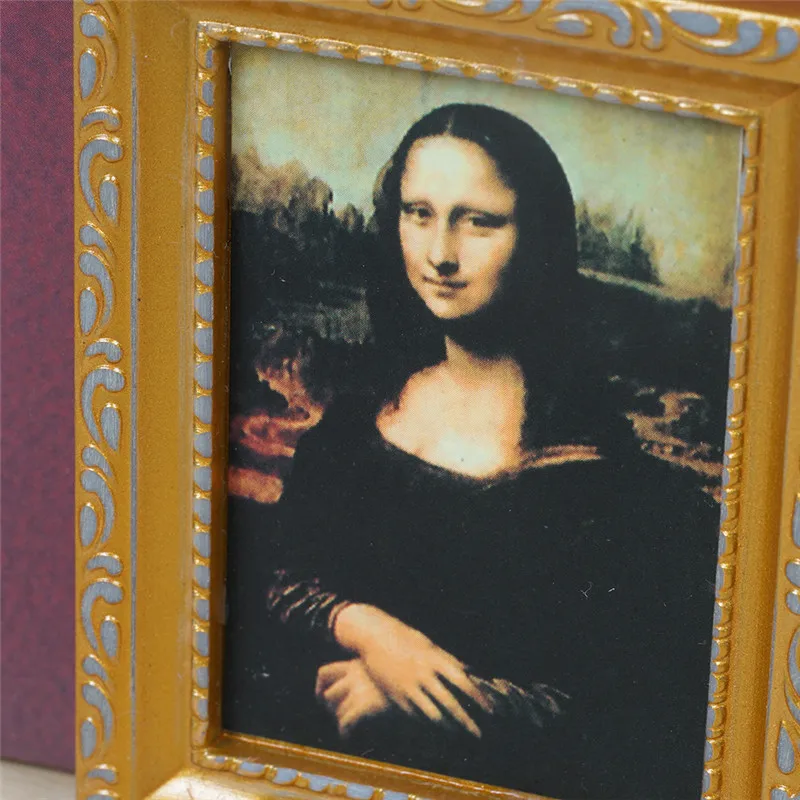 Dongzhur Mini Mona Lisa Miniatura картина для DIY кукольный домик Poppenhuis Miniaturen 1:12 деревянная кукла украшение для дома аксессуары