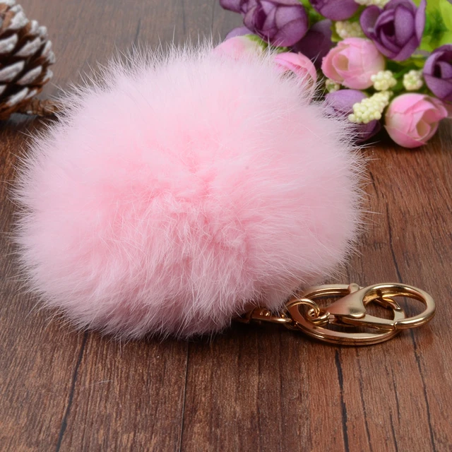 Women Beauty Colorful Fluffy Puff Ball Keychain Lmitate Fluffy Rabbit Fur  Multicolor For Hand Bag Car Charm Keyring Jewelry - AliExpress