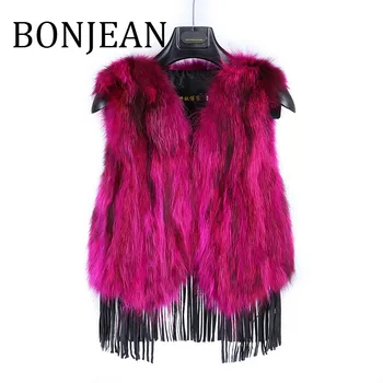 

BONJEAN Faux Fur Short Jacket for Women 2019 Warm-Keep Clothing Tassel Decoration Faux Fur Vest Winter Coats and Jackets BJ1448