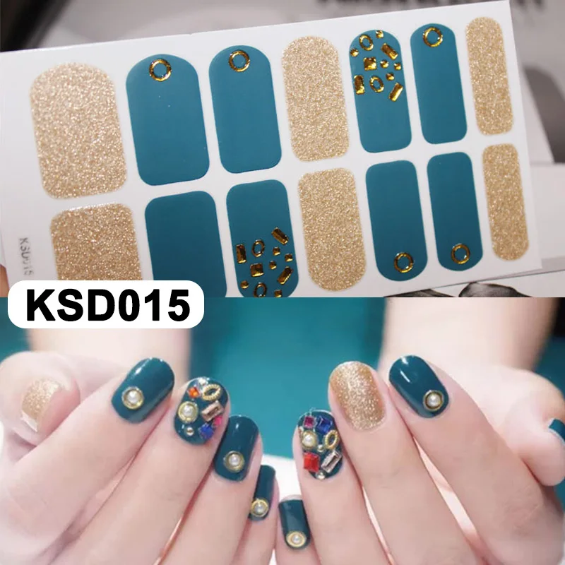 

14 Pcs/Sheet Bronzing Shiny Full Nail Stickers 3D DIY Nail Art Decoration SSwell