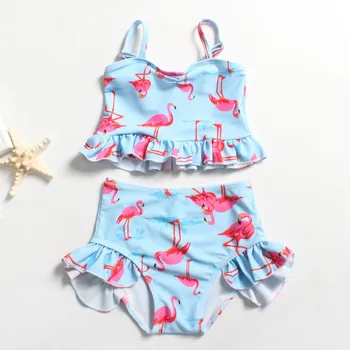 

Kids Baby Girls Summer Two Pieces Swimwear Children Fashion Print Flamingo Bikini Beach Swimsuit Bathing Swimwear Sets Outfits
