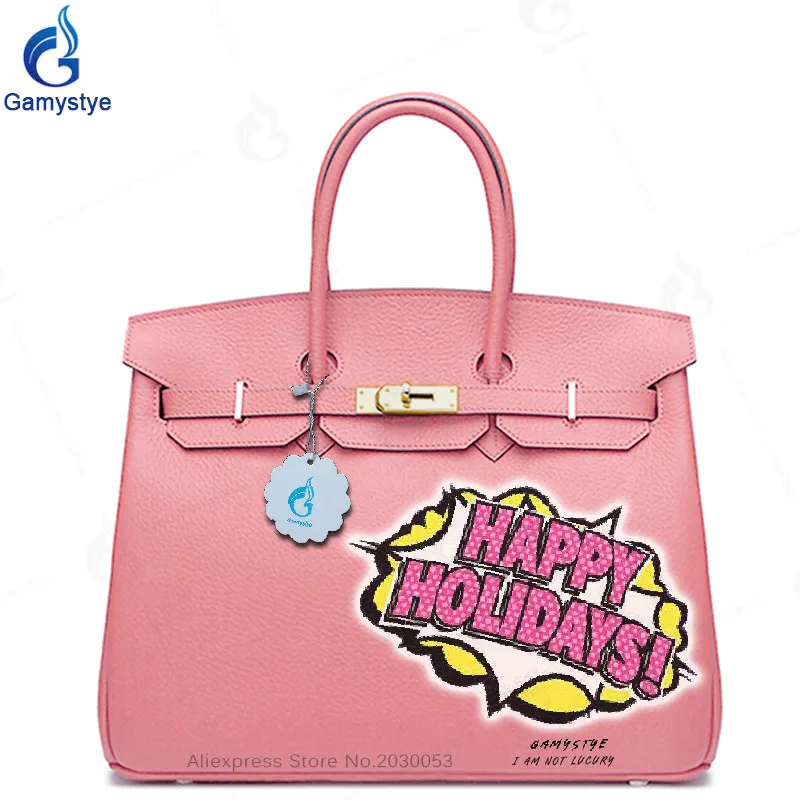 

HAYYP HOLIDAYS Bags Real Cowskin Leather bags handbags women famous brands customized POP ART Totes Designer Graffiti Purses