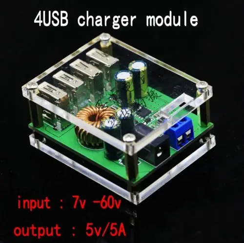

DC-DC 7-60V To 5V 5A 4USB Output Buck Converter Step-down Power Supply Module
