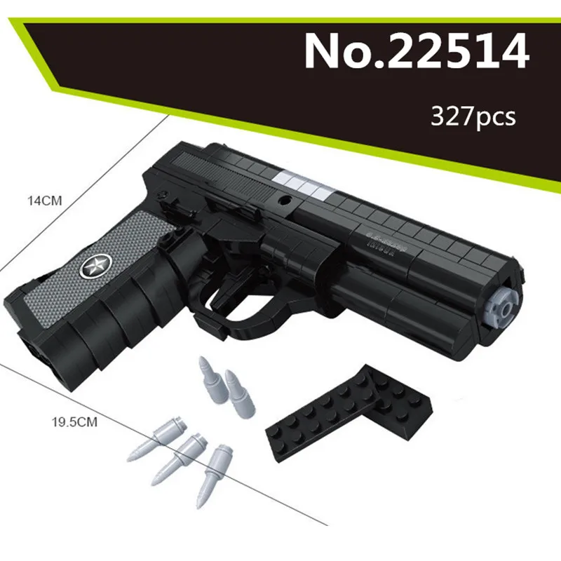 

AUSINI 327Pcs Legoings Gun SWAT Magnum Revolver Pistol Power GUN Weapon Arms Model Toy Bricks Building Blocks Toys for Children