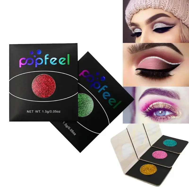 Popfeel 18 цветов блестящие тени для век Пудра макияжа алмазные макияж жемчужные