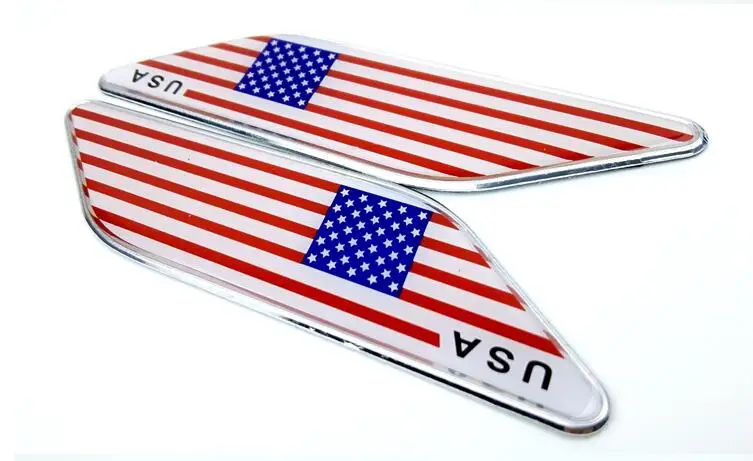 200 pairs dhl freeship usa flag car styling decals aluminum alloy