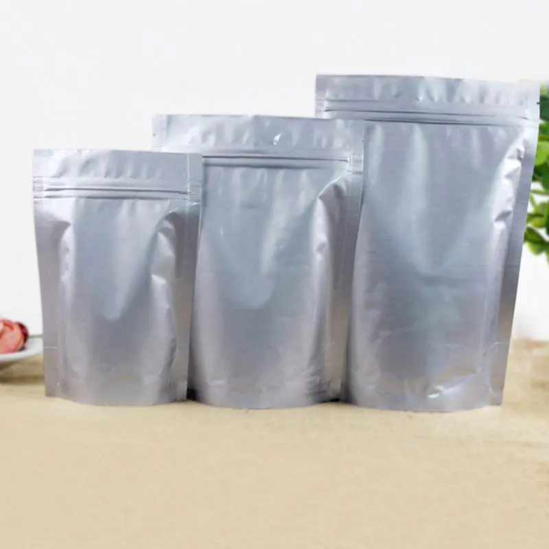 Download 50pcs Stand up Aluminium Foil Zip Lock Bag Silvery ...