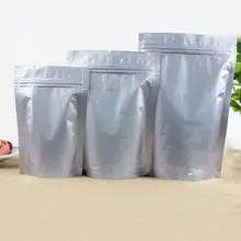 50pcs Stand up Aluminium Foil Zip Lock Bag Silvery Metallic Plastic Packaging Pouch for Food Tea Candy Snack Seal Storage Bags o ring zip up metallic skirt