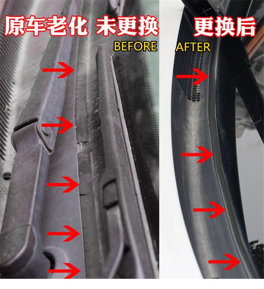 Universal Upgraded with Double-side adhesive tape 1.8M Rubber Sealed Strips Trim installed under Front windshield wiper Panel