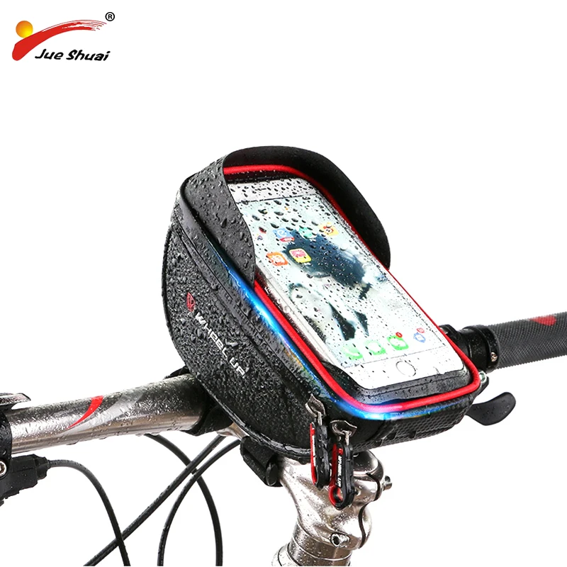 Excellent JS Rainproof Bike Bag Touch Screen Bicycle Bag TPU Large Capacity Cycling Bags Backpack Multifunction Mobile Phone Holder Basket 0